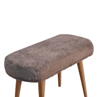 Solid Wood Upholstered Bench with Nordic-Style Legs and Eco-Conscious Design, Plush Faux-Fur Seat for Living Room, 35L x 78W x 50H cm, Brown(m-5)