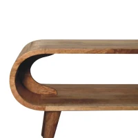 Solid Mango Wood Amaya Nordic Coffee Table with Open Slot, Handcrafted Tea Table with Clear Natural Finish, 35L x 90W x 40H cm, Brown(m-7)