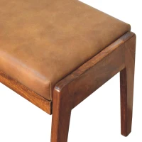Solid Mango Wood Hallway Footstool with Plush High-resilience Cushioning, Handcrafted Desk with Hand-finished Grain, 40L x 50W x 47H cm, Brown(m-7)