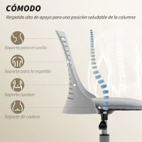HOMCOM Silla de Escritorio sin Brazos Silla de Oficina Giratoria con Respaldo Hueco Altura Ajustable Gris(m-4)