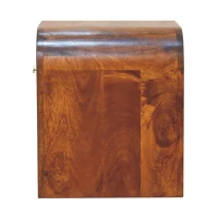 Solid Mango Wood Drum-Style Bedside Table with Smooth-Gliding Drawer, Handcrafted Desk with Stain Finish, 35L x 45W x 40H cm, Brown(m-7)