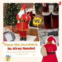 HOMCOM 4ft Singing Santa Claus Figure with with Waving Head- Red(m-7)