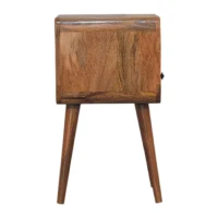 100% Solid Mango Wood Mini Bedside Table with Unique Grain, Handcrafted Desk with Drawer and Open Shelf, 30L x 30W x 55H cm, Brown(m-6)