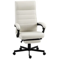 Vinsetto Office Chair, Computer Desk Chair, Fabric Swivel Chair with Adjustable Height and Rolling Wheels for Home Office Work Study, Cream White(m-10)