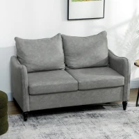 HOMCOM Faux Leather Marble-Effect Two-Seater Sofa - Grey(m-10)