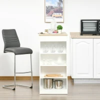 HOMCOM Table de bar pour 2 personnes, table haute mange debout avec 4 étagères ouvertes, 115x50x102,7cm, blanc et bois naturel(m-7)