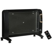 HOMCOM Mica Electric Space Heater, Portable Heater for Home with 2 Heat Settings, Living Room, Study, Garage, Adjustable Temperature 18-30°C, 1000W/2000W, Black(m-1)