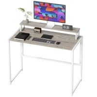 HOMCOM Escritorio de ordenador plegable con soporte para pantalla, para dormitorio, espacios pequeños, 100 x 48 x 87,5 cm, madera natural(m-8)