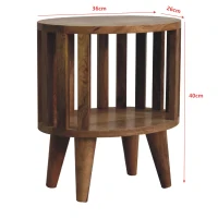 Ariella 100% Solid Mango Wood Single-Shelf Bedside Table with Nordic Legs, Hand-finished Desk with Open Shelf, 26L x 36W x 40H cm, Brown(m-3)
