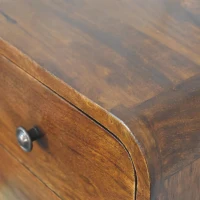 Solid Mango Wood Floating Mini Bedside with 2 Smooth-Gliding Drawers, Handcrafted Desk with Stain-based Finish, 25L x 30W x 25H cm, Brown(m-4)