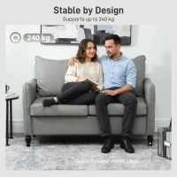 HOMCOM Faux Leather Marble-Effect Two-Seater Sofa - Grey(m-5)