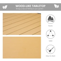 Outsunny Garden Table for 8 People, Rectangular Aluminium Outdoor Dining Table with All-Weather Faux Wood Top for Garden, Patio, 190 x 90 x 74 cm, Natural(m-4)