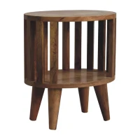 Ariella 100% Solid Mango Wood Single-Shelf Bedside Table with Nordic Legs, Hand-finished Desk with Open Shelf, 26L x 36W x 40H cm, Brown(m-8)