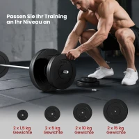 HOMCOM Hanteln Set 70kg Hantelset aus Stahl Kurzhanteln mit Verbindungsrohr Rutschfester Griff für Zuhause(m-6)