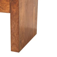 Solid Mango Wood Drum-Style Bedside Table with Smooth-Gliding Drawer, Handcrafted Desk with Stain Finish, 35L x 45W x 40H cm, Brown(m-4)
