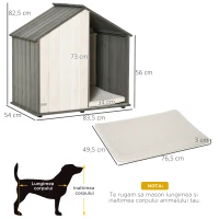 PawHut Cusca pentru Caini in Forma de Casuta din Lemn, cu Perna Inclusa, Gri si Alb(m-3)