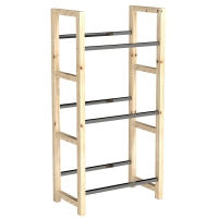 Outsunny Getränkekistenregal für 3 Getränkekisten Getränkeregal Holz Kistenregal mit 3 Ebenen 56 x 32 x 112 cm Naturholz