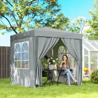 Outsunny Tonnelle de jardin extérieure tonnelle pliante pop-up réglable en hauteur protection UV 2 x 2 m gris(m-2)