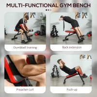 SPORTNOW Foldable Weight Bench - Multi-Functional Gym Bench Roman Chair for Bicep Curl, Hyper Back Extension, Push Up, and Full Body Weight Training Workout(m-4)
