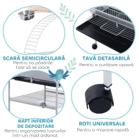 Pawhut Voliera Pasari 160 cm – Mobila cu Stinghii & Tavi de Hrana(m-6)