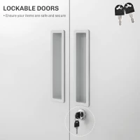 HOMCOM Five Shelf Lockable Steel Office Cabinet - White(m-5)