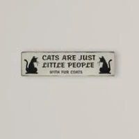 Handcrafted Wall Plaque 'Cats Are Just Little People' with High‑Strength Metal, Wall‑Mounted Home Décor for Bedroom, 1L x 49W x 12.5H cm, Black(m-1)