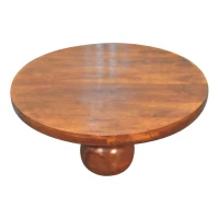 Solid Mango Wood Centre Table with Sculptural Central Ball Base, Handcrafted Desk with Stain-Based Finish, 80L x 80W x 23H cm, Brown(m-9)