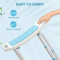 HOMCOM Shower Chair, Adjustable Height Shower Stool with Aluminium Frame and Non-Slip Feet, Bathtub Stool Seat for Elderly Disabled Handicap, Turquoise(m-7)