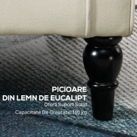 Homcom Scaun Decorativ Tapitat – Alb Crem, Cu Spatar inalt & Cotiere Moi(m-7)