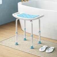 HOMCOM Shower Chair, Adjustable Height Shower Stool with Aluminium Frame and Non-Slip Feet, Bathtub Stool Seat for Elderly Disabled Handicap, Turquoise(m-8)