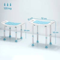 HOMCOM Shower Chair, Adjustable Height Shower Stool with Aluminium Frame and Non-Slip Feet, Bathtub Stool Seat for Elderly Disabled Handicap, Turquoise(m-3)