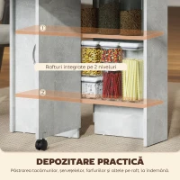 Homcom Masa Pliabila Gri – Lemn cu Roti 75×140×74 cm, 4–6 Persoane(m-6)