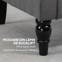 HOMCOM Fotoliu de Living Stil Francez cu Perne Detașabile Gri(m-7)