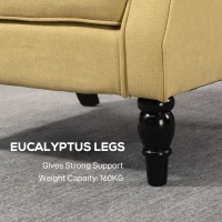 HOMCOM Wingback Accent Chair, Retro Upholstered Button Tufted Occasional Chair for Living Room and Bedroom, Yellow(m-7)