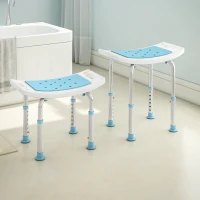 HOMCOM Shower Chair, Adjustable Height Shower Stool with Aluminium Frame and Non-Slip Feet, Bathtub Stool Seat for Elderly Disabled Handicap, Turquoise(m-9)