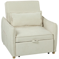 HOMCOM Slaapfauteuil 3-in-1 omvormbare fauteuil met bedfunctie, lendenkussen, voor woonkamer crèmewit