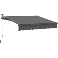 Outsunny Toldo de Fixação com Manivela, Toldo de Braços Articulados com Luz Solar, Proteção Solar UV 50+ 300 cm de largura Cinza(m-6)