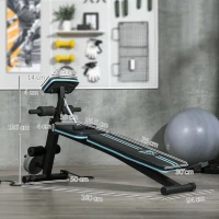 HOMCOM Panca Multifunzione Pieghevole con Schienale Regolabile a 7 Livelli, Leg Extension, Cuscinetto ed Elastici, Blu(m-3)