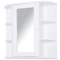 HOMCOM Bathroom Cabinet, Wall Mounted Mirror Cabinet with Single Door Mirror, Storage Organizer with Shelves, White(m-11)