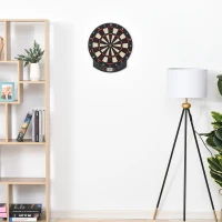 HOMCOM Alvo de jogo de dardos eletrónico 26 jogos principais e 185 variações alvo eletrónico para 8 jogadores 30 pontas dardo ecrã LCD altifalante preto(m-6)