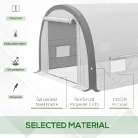 Outsunny 6 x 3(m) Polytunnel Greenhouse with Upgraded Structure, Mesh Door and Windows, 15 Plant Labels, White(m-6)