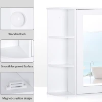HOMCOM Bathroom Cabinet, Wall Mounted Mirror Cabinet with Single Door Mirror, Storage Organizer with Shelves, White(m-4)