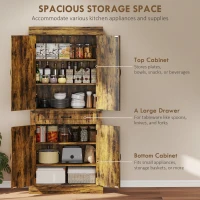 HOMCOM Tall Kitchen Cupboard, Kitchen Pantry Cabinet with Drawer, Shelves, Brown(m-4)