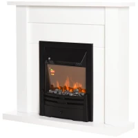 HOMCOM Camino Elettrico 1000W e 2000W, Effetto Fiamma con LED a 5 Livelli, Caminetto Elettrico con Telecomando, Timer, Protezione da Surriscaldamento, Termostato, 102x30x95cm, Bianco(m-11)