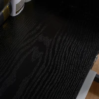 HOMCOM Gaveteiro de escritório com rodízios 3 gavetas 1 com fechadura 1 organizador de pastas em madeira preta(m-5)