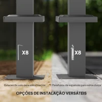 Outsunny Pérgola com Telhado Retrátil Pérgola de 3x3 m com Fecho Magnético Proteção UV30+ Pérgola para Jardim Cinzento(m-7)