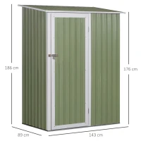 Outsunny Casetta da Giardino Porta Utensili in Lamiera di Acciaio, Capanno da Giardino in Acciaio con Porte Scorrevoli, 143x89x186cm, Verde Chiaro(m-3)