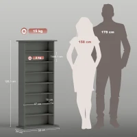 HOMCOM Organizadores para CD e DVD com 8 compartimentos e 6 prateleiras ajustáveis, capacidade máx. 360 CD/185 DVD e Blu-ray, cinza(m-3)