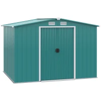 Outsunny Casetta da Giardino Porta Utensili in Lamiera di Acciaio con Porte Scorrevoli, 260x206x179 cm, Verde(m-1)