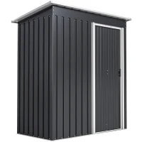 Outsunny Casetta da Giardino 1.16m² in Acciaio Zincato, Capanno da Giardino con Tetto Inclinato e Porta Scorrevole Bloccabile, Capanno Porta Attrezzi, 163x89x182 cm, Nero(m-11)